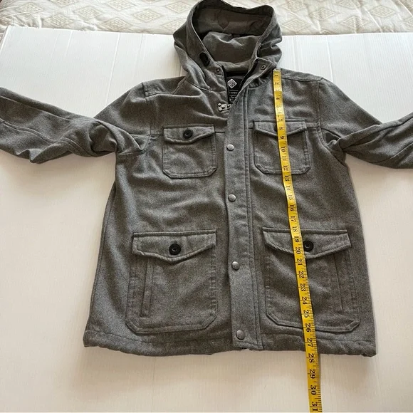 COTTON ON Nineteen Ninety One Wool Hoodie Utility Jacket Gray Size Medium - Picture 10 of 12